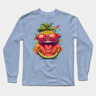 Tropical Bliss: The Nutty Fruity Fusion with a Big Smile Long Sleeve T-Shirt